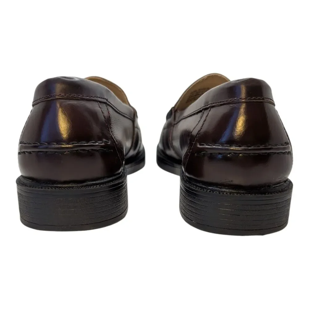 Men's Nunn Bush Lincoln Moc Toe Penny Loafers Burgundy Leather Dress Shoes 13M